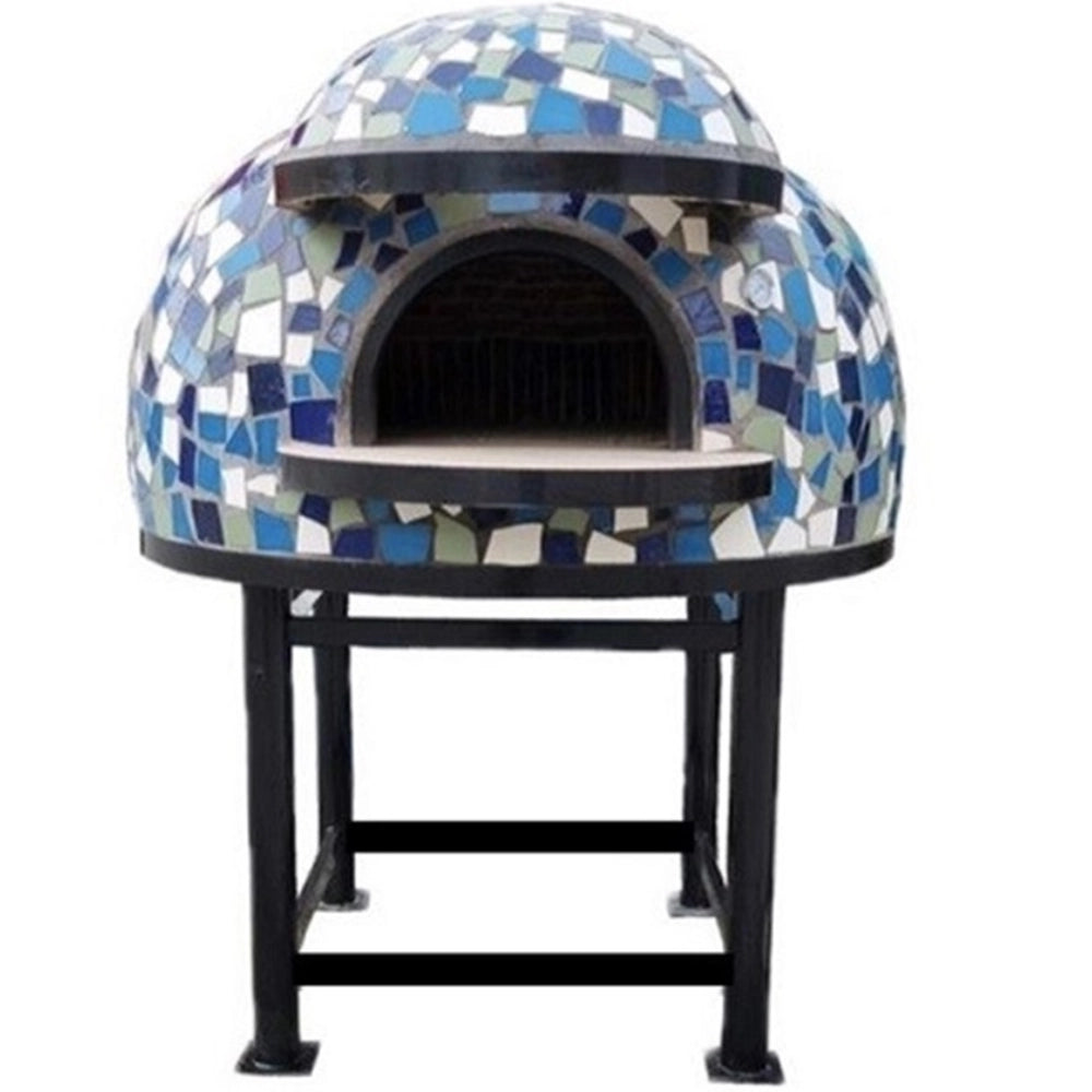 Forno a legna artigianale diametro 80 cm capienza 2/3 pizze cetara blu con base