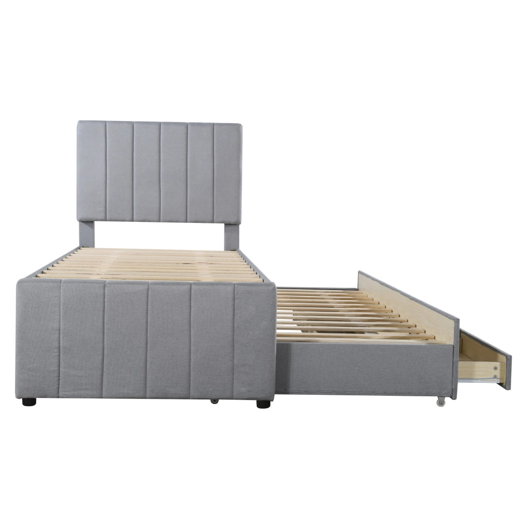 letto imbottito lino grigio 90 x 200 cm