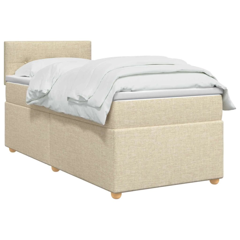 Letto box spring con materasso Crema 90 x 200 cm Tessuto 3450872