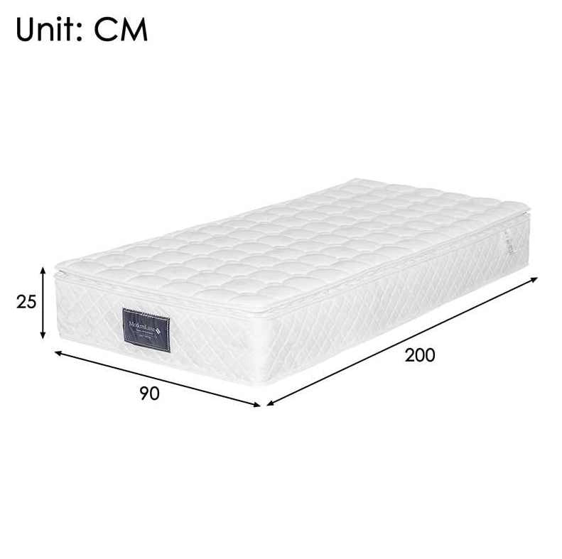 Materasso a molle insacchettate e schiuma a 7 zone; altezza 25 cm; rivestimento bianco in poliestere