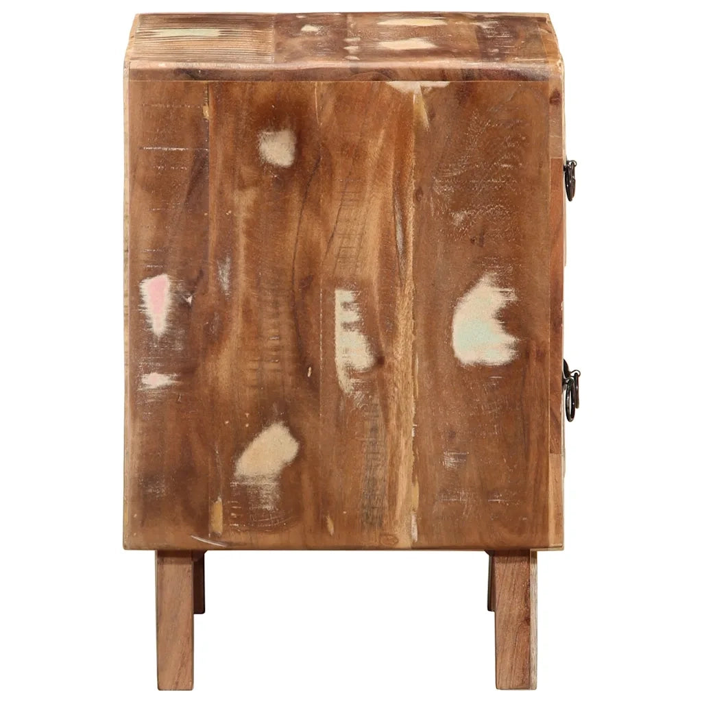 Set di 2 Comodini | Armadio da Notte | Mobiletto da notte 40x32x46 cm in Legno Massello di Recupero