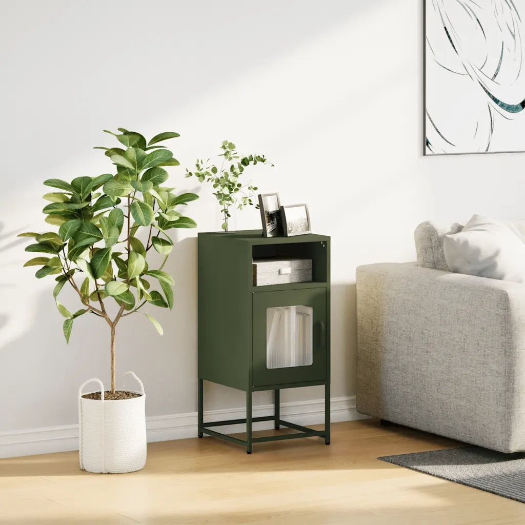 Comodino Verde Oliva 36x39x78 cm in Acciaio Laminato a Freddo 853414