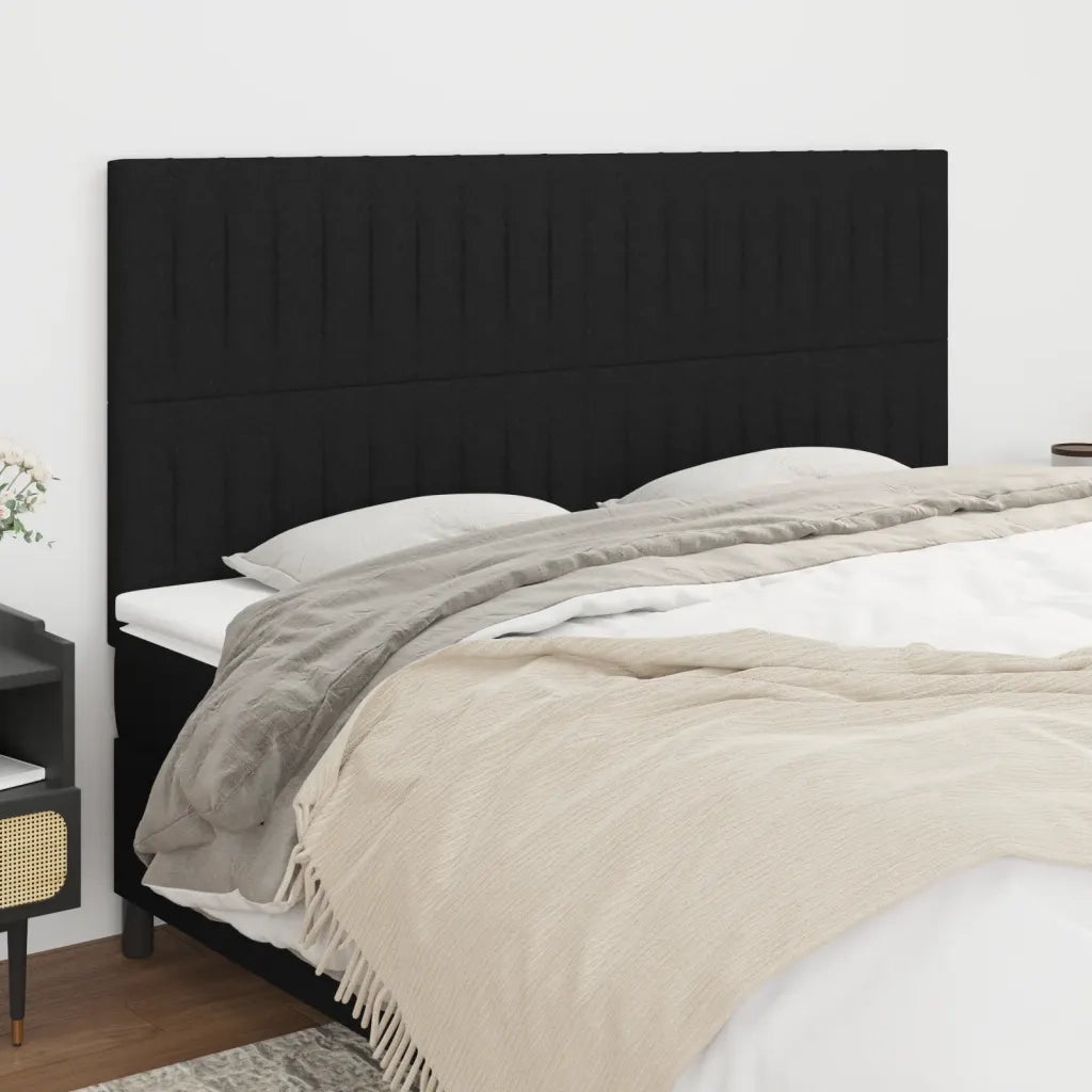 Testiera | Testata Nera 180x5x118/128 cm Tessuto