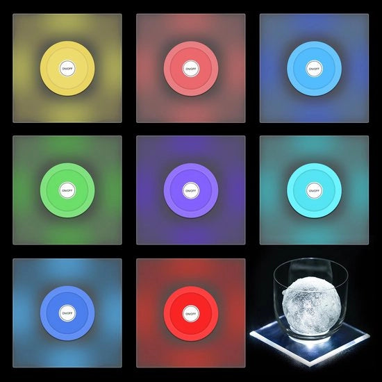 8-pack di illuminatori LED, illuminatori LED colorati con 7 livelli di luminosità, impermeabili, illuminanti per feste, matrimoni, bar e Natale (8-pack quadrato)