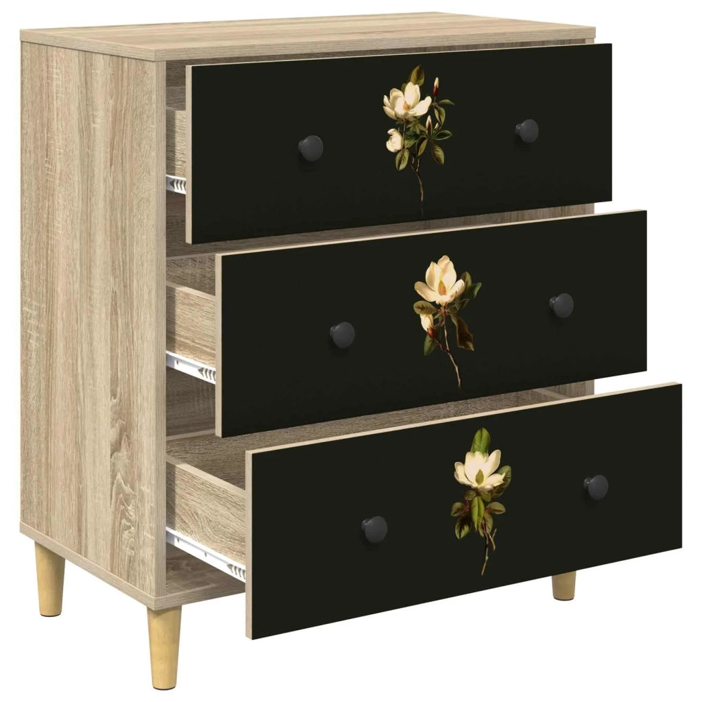 Cassettiera BREMEN Stampa di Magnolia 66 x 36,5 x 75 cm Sonoma 8007367