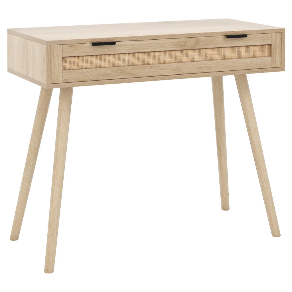 Consolle in legno naturale 88 x 40 x 77 cm con cassetto scorrevole stile bohémien atmosfera accogliente realizzata in MDF naturale 20_0017348