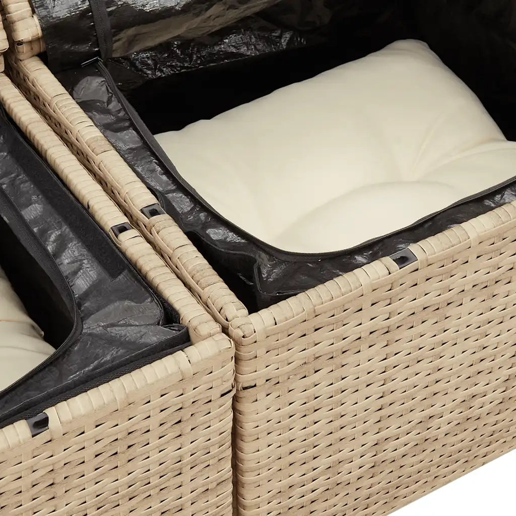 Set Divano da Giardino 5 pz con Cuscini Beige in Polyrattan 3325564