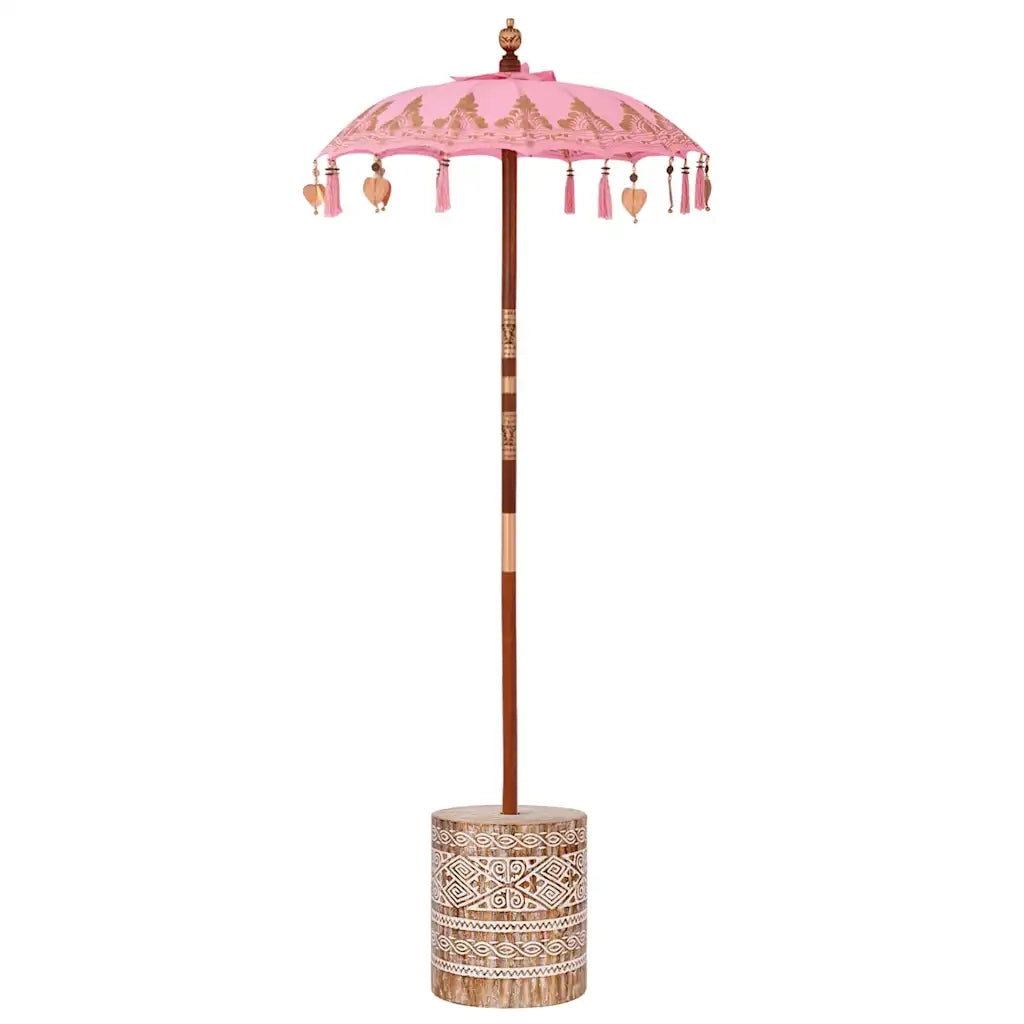 Ombrello balinese con base Rosa 95 x 95 x 260 cm