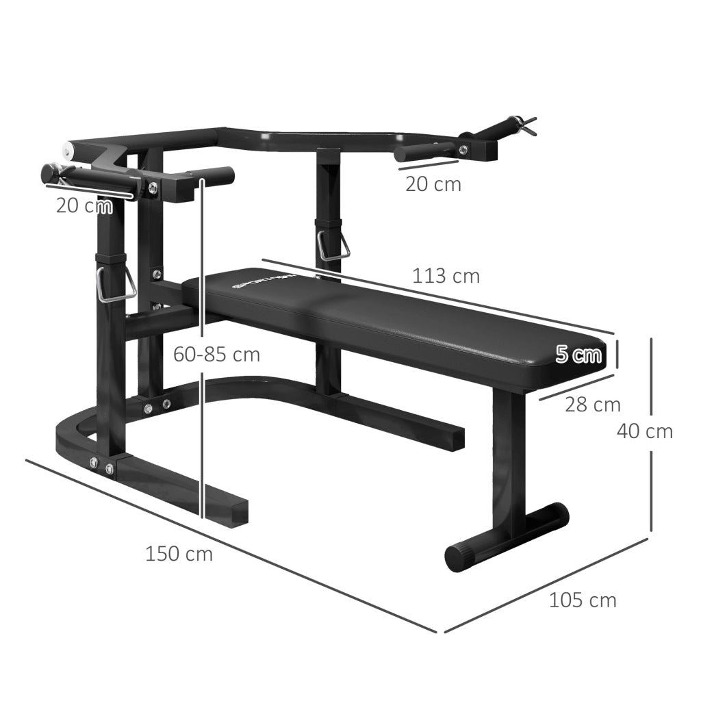 Panchetta per Pectorali Regolabile in Acciaio ¨C zephmum ¨C 150x150x60-85 cm, Nero