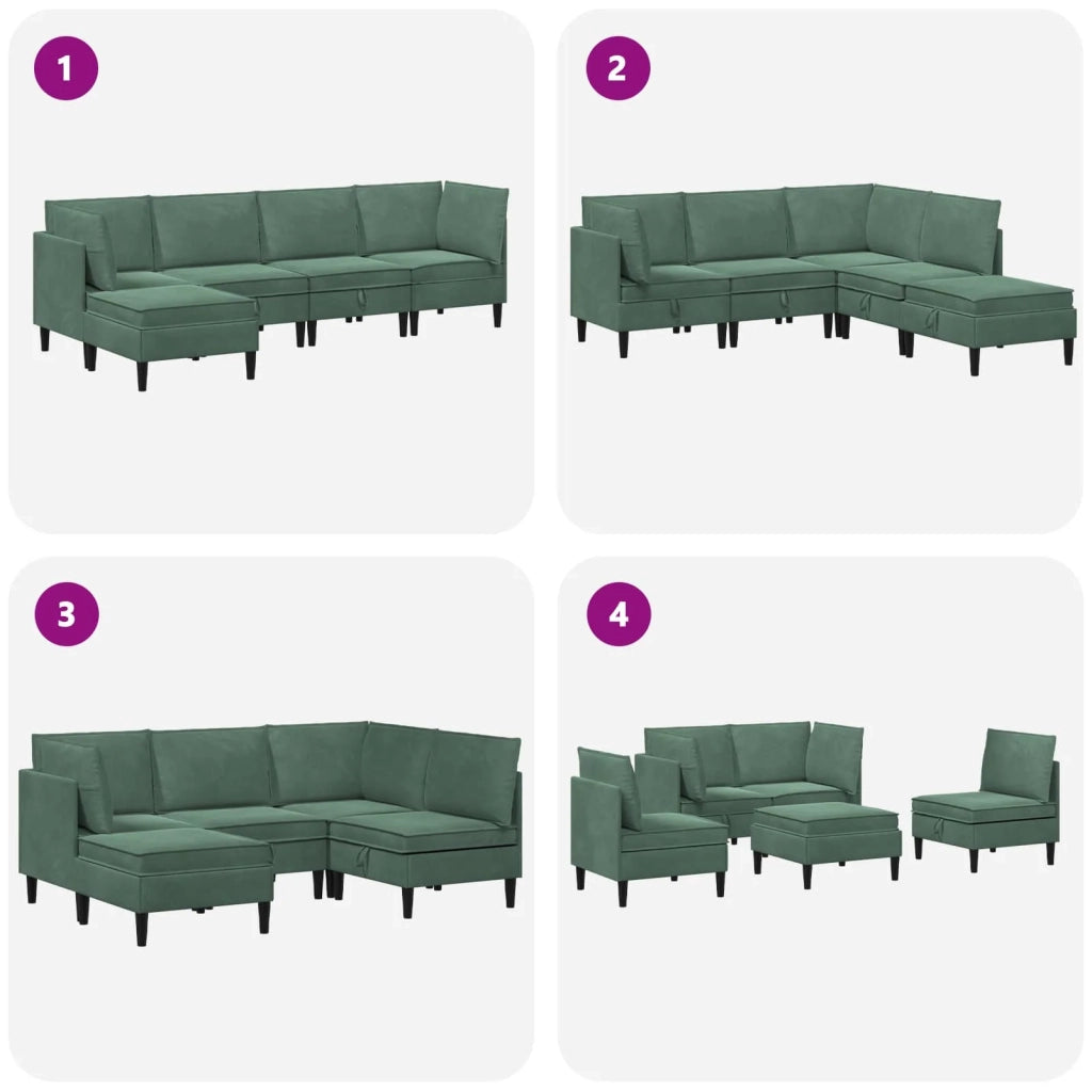 Set di mobili per il soggiorno 5 pcs Verde Mare Velluto 3413776