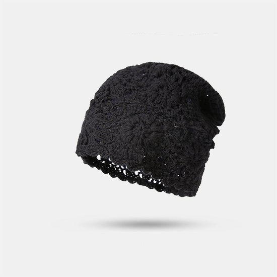 Cappello imbottito per donne, nero, lato fiorito, leggero e respirabile, ideale per estate e inverno, Thanksgiving
