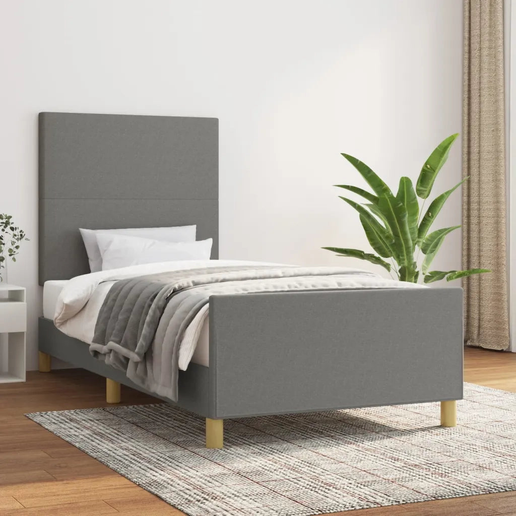 Letto singolo | Letto per adulti | Giroletto senza Materasso Grigio Scuro 90x200 cm Tessuto