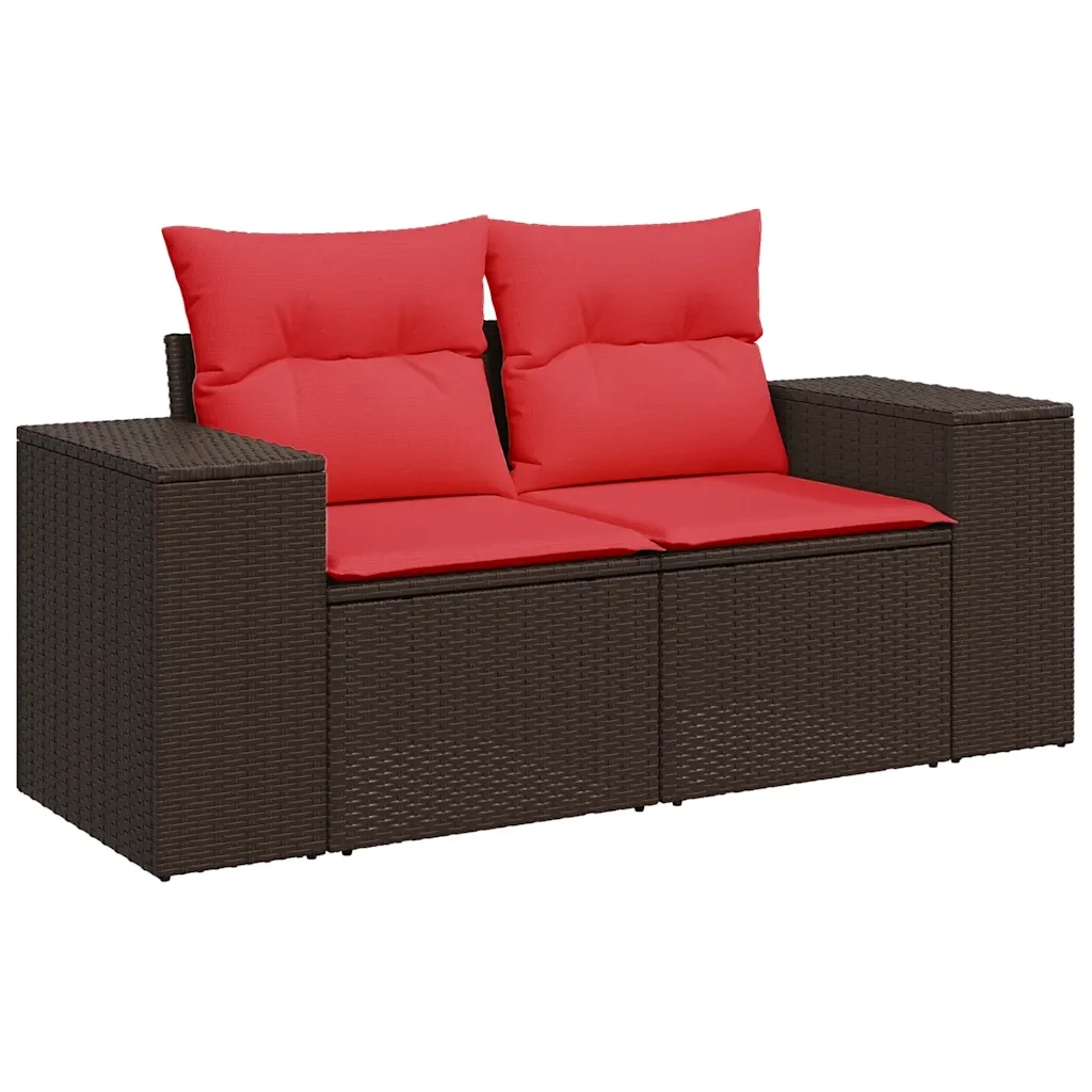 Set Divani da Giardino 5 pz con Cuscini Marrone in Polyrattan 3222553