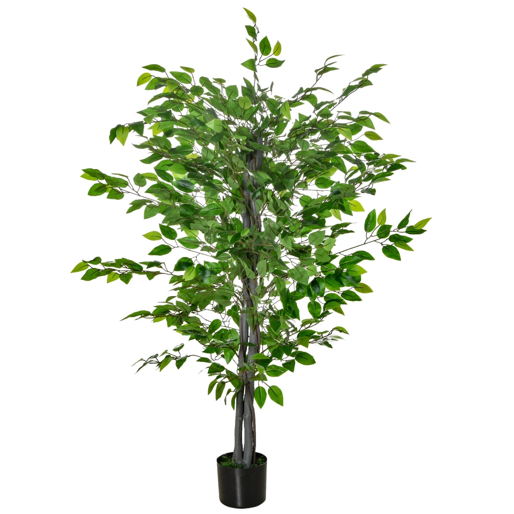 Albero Artificiale Ficus ¨C Xylo ¨C H.1,35m con Tronco Rami Liane Licheni Foglie Vaso Incluso