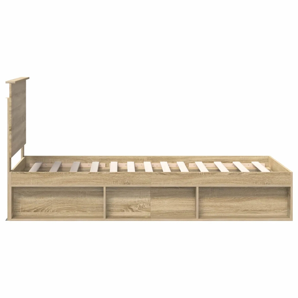 Letto singolo | Letto per adulti | Struttura del letto Rovere Sonoma 75 x 190 cm Pino massello