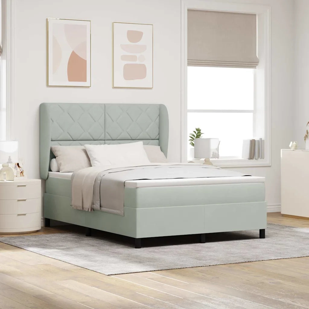 Letto a molle con materasso Grigio chiaro 200 x 140 cm Velluto 3340982