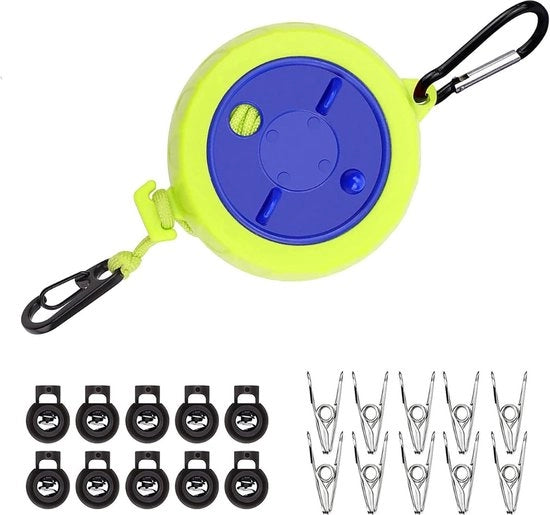Camping waschiera - Waschiera estensibile - waschiera per campeggiare all'aperto, giardino o viaggio, waschiera da campeggio portatile con 10 spille fisse e 10 spilli per bucato, per campeggiare all'aperto

modello: 10 vaste gespen e 10 wasspelden
