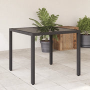 Tavolo da Giardino Piano in Vetro Nero 90x90x75 cm Polyrattan 365525