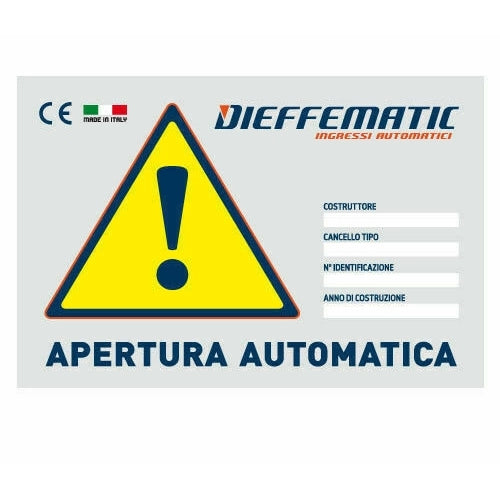 CARTELLO MONITORE SEGNALAZIONE AUTOMAZIONE CANCELLO SCORREVOLE BATTENTE GARAGE