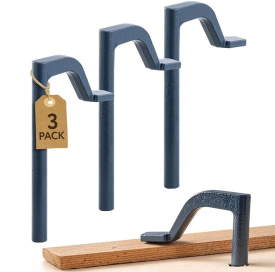 Viti da banco da tenere fermo - Orecchie da banco in acciaio per lavorazione del legno - Blu - Viti da banco resistenti - 3 pezzi - Adatte per lavorazione del legno