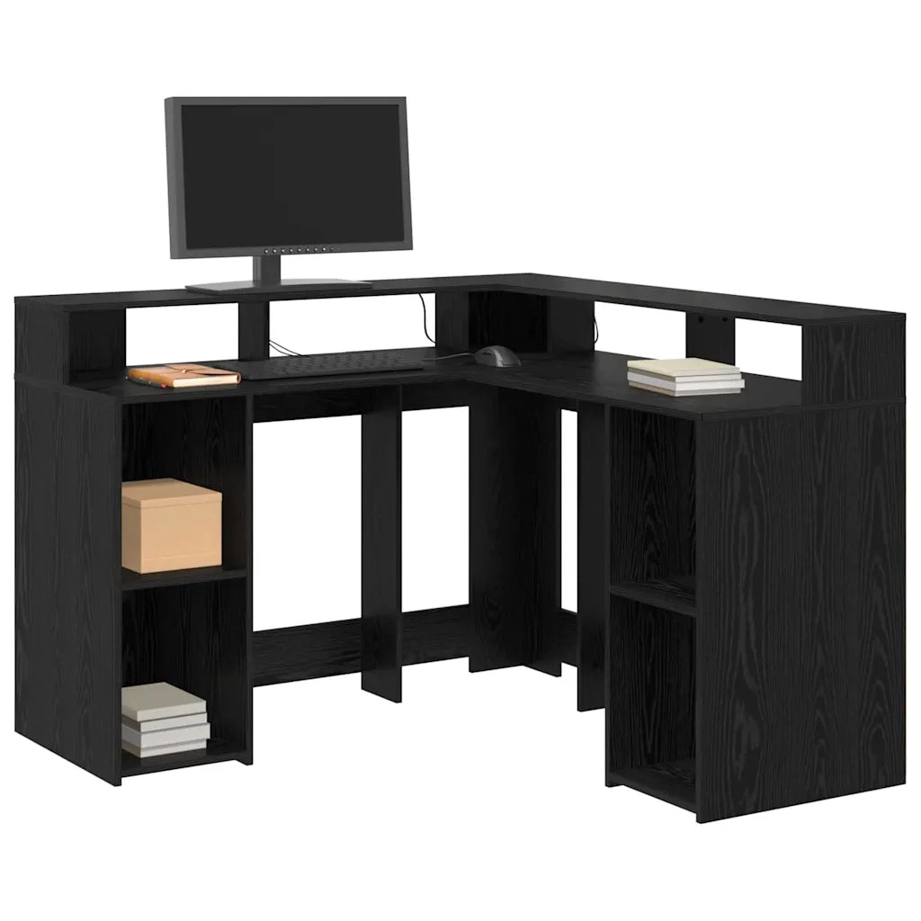 Scrivania | Tavolo da Ufficio Rovere Nero 130 x 130 x 91 cm Legno multistrato