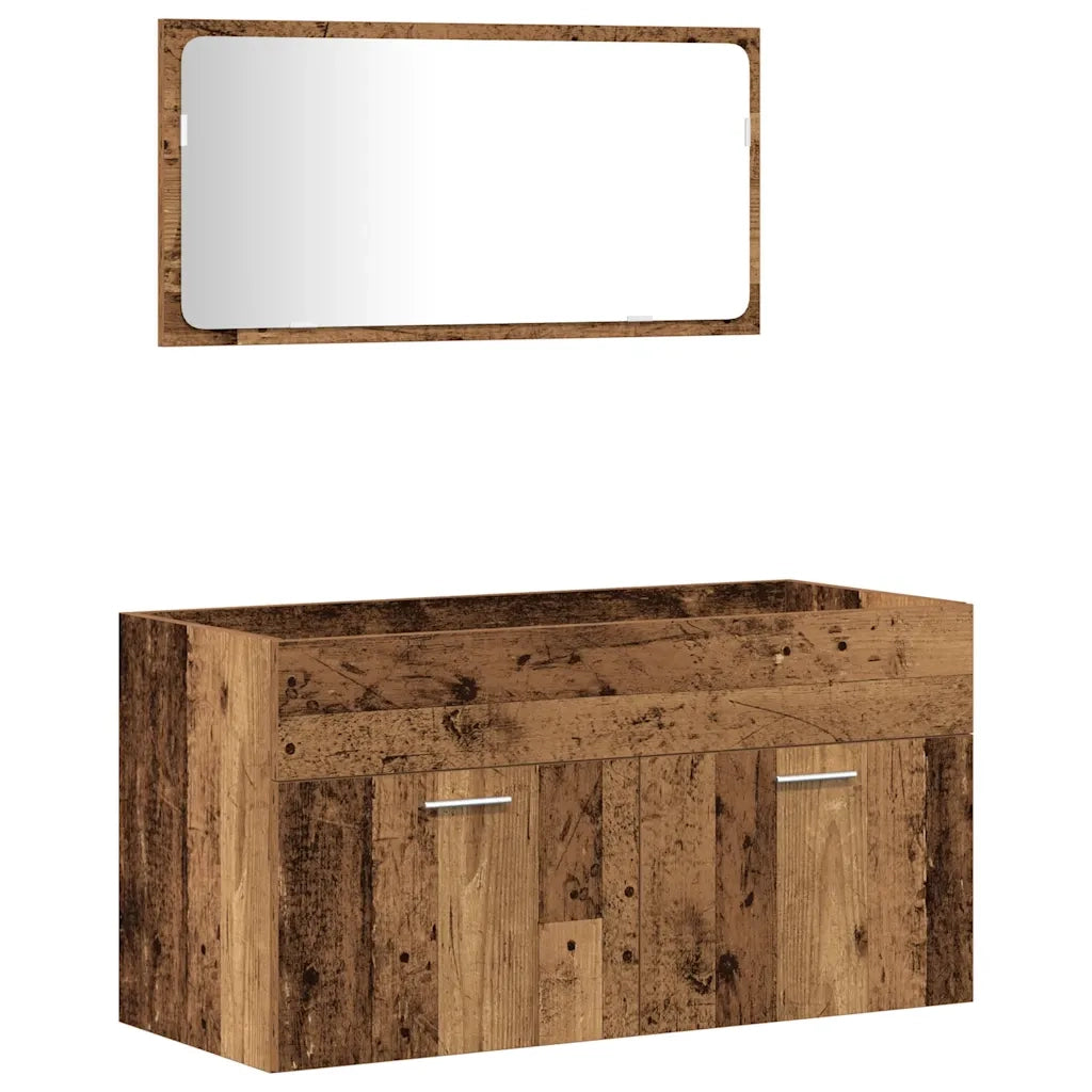 Set Mobili da Bagno | Armadio da bagno 4 pz Legno Antico in Legno Multistrato