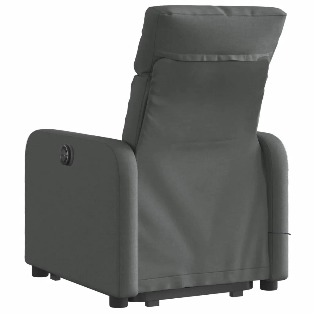 Poltrona | Sedia Relax Alzapersona Massaggi Reclinabile Grigio Scuro Tessuto