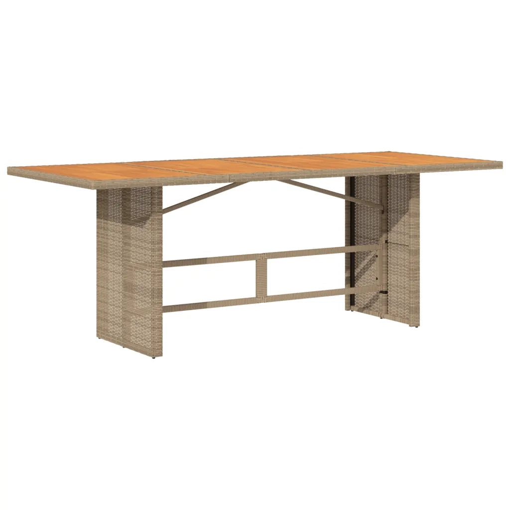 Tavolo Giardino | Tavolino da esterno Piano Legno Acacia Beige 190x80x74cm Polyrattan