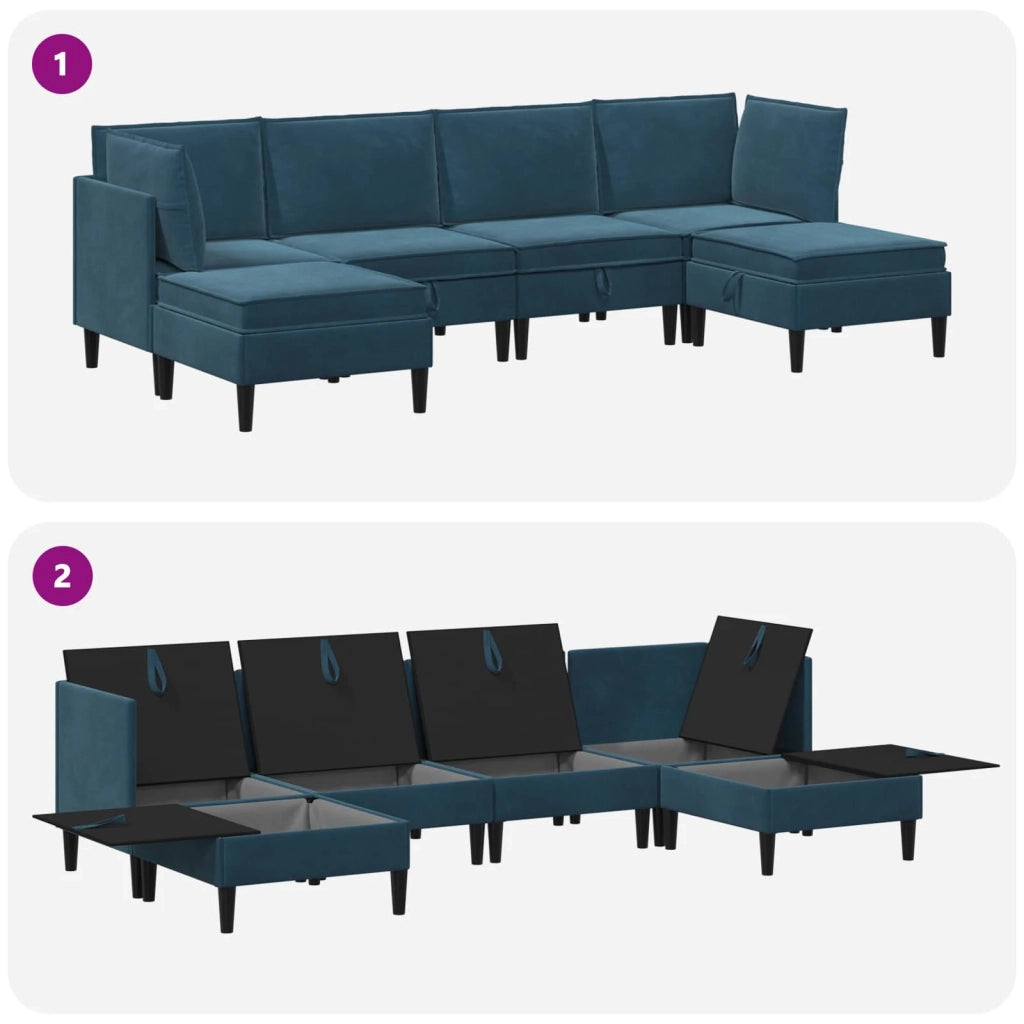 Set di mobili per il soggiorno con cuscino 6 pcs Blu Velluto 3413772