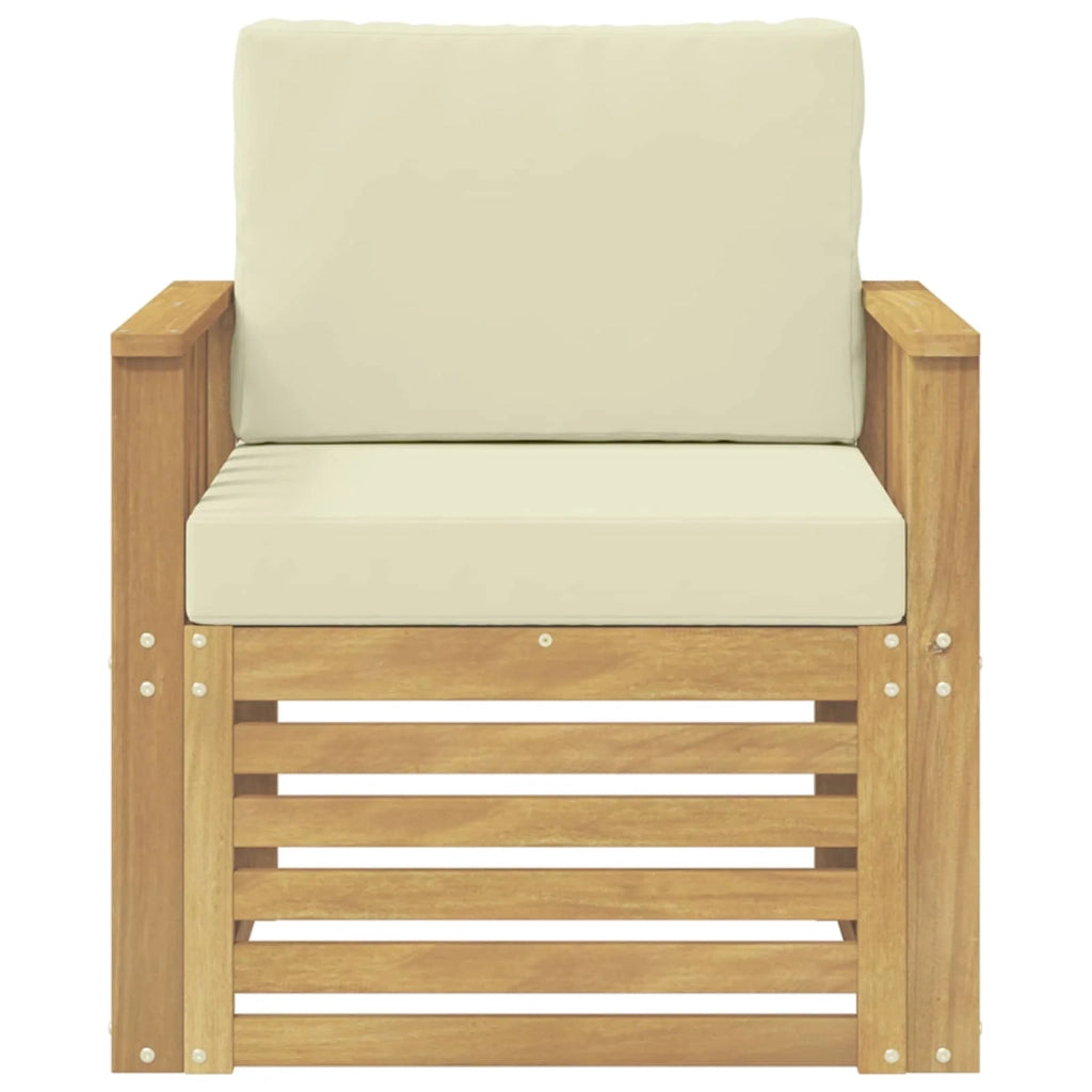 2 Pezzo Set di divani da esterno-Sofa da giardino Poliestere Bianco e Crema 736015