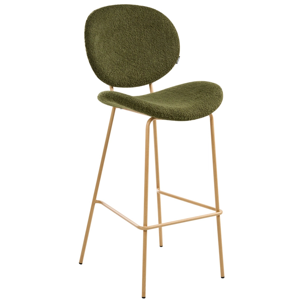 Set di 2 sedie con gambe senza braccioli Bouclè PU Gambe in ferro nero Design contemporaneo e retrò Sedute per la sala da pranzo verde scuro