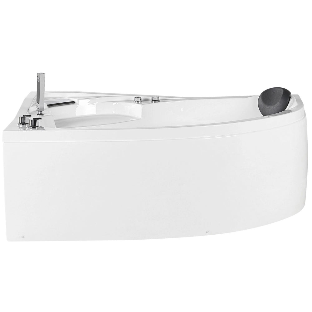 Vasca Idromassaggio ad Angolo versione destra in Acrilico Bianco con Luci LED Soffione Doccia Idromassaggio Poggiatesta