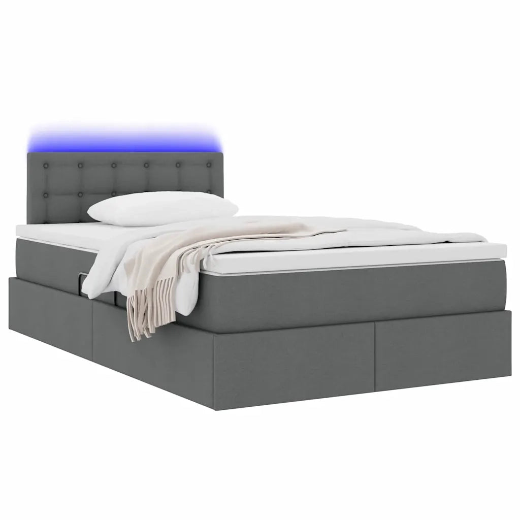 Letto con contenitore e LED Grigio scuro 120 x 200 cm Tessuto 3371263