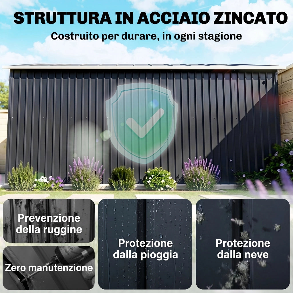 Capanno da Giardino ¨C Zephmum ¨C Grigio Acciaio Zincato 12.4m2