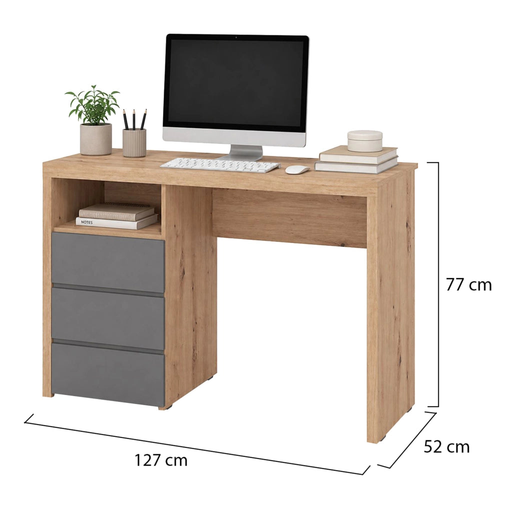 Flam, Scrivania 2 Cassetti, 127x52x77h cm Marrone Rovere Nodi