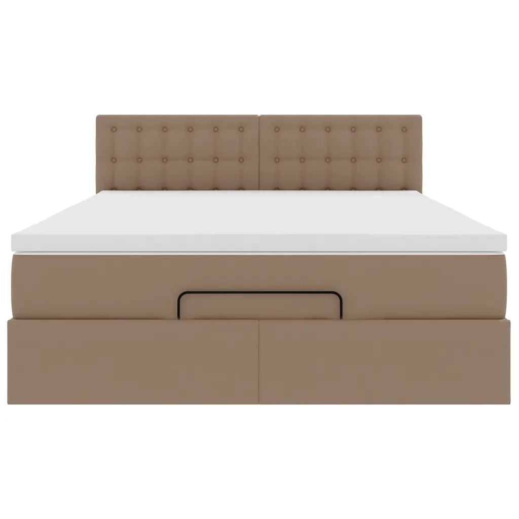 Pouf Letto con Materassi e LED Cappuccino 140x190cm Similpelle 3312156