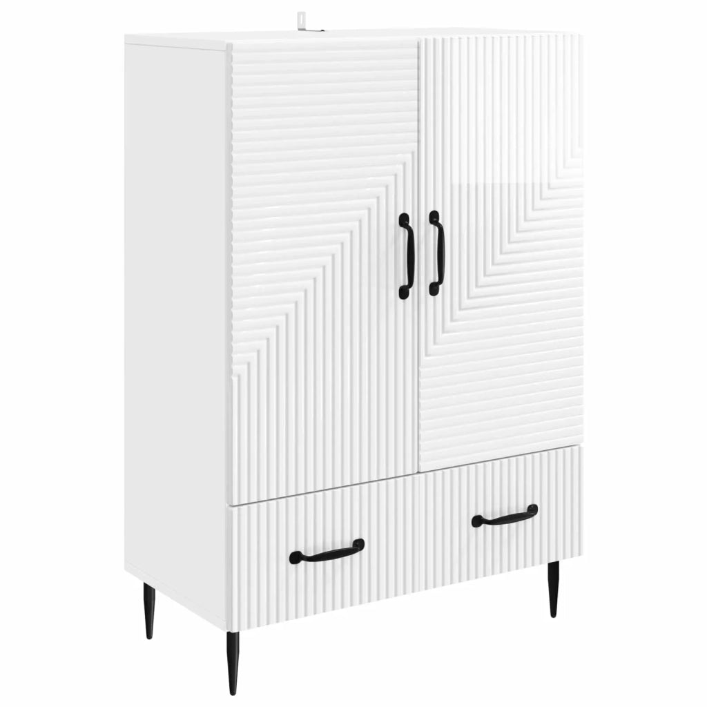 Credenza | Madia | Buffet da pranzo | Armadio da pranzo Bianco Lucido 66 x 34,5 x 95 cm Legno ingegnerizzato