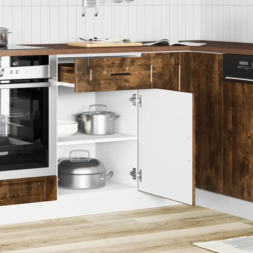 Base da Cucina Porto Rovere Fumo in Legno Multistrato 853962