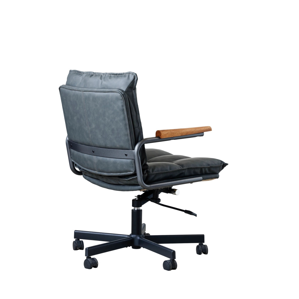 Sedia da ufficio ergonomica girevole 360° regolabile in pelle sintetica e metallo, Nero