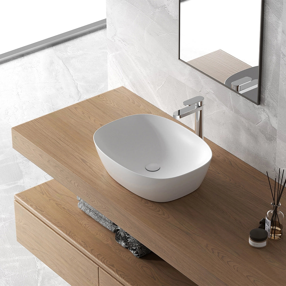 Lavandino da appoggio ovale 50x38 cm bianco opaco Tokyo