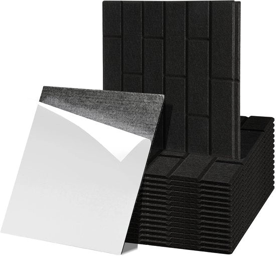 18 pannelli acustici Pannello di pietra quadrata Autoadesivo Isolante acustico Velo da parete Pannello nero