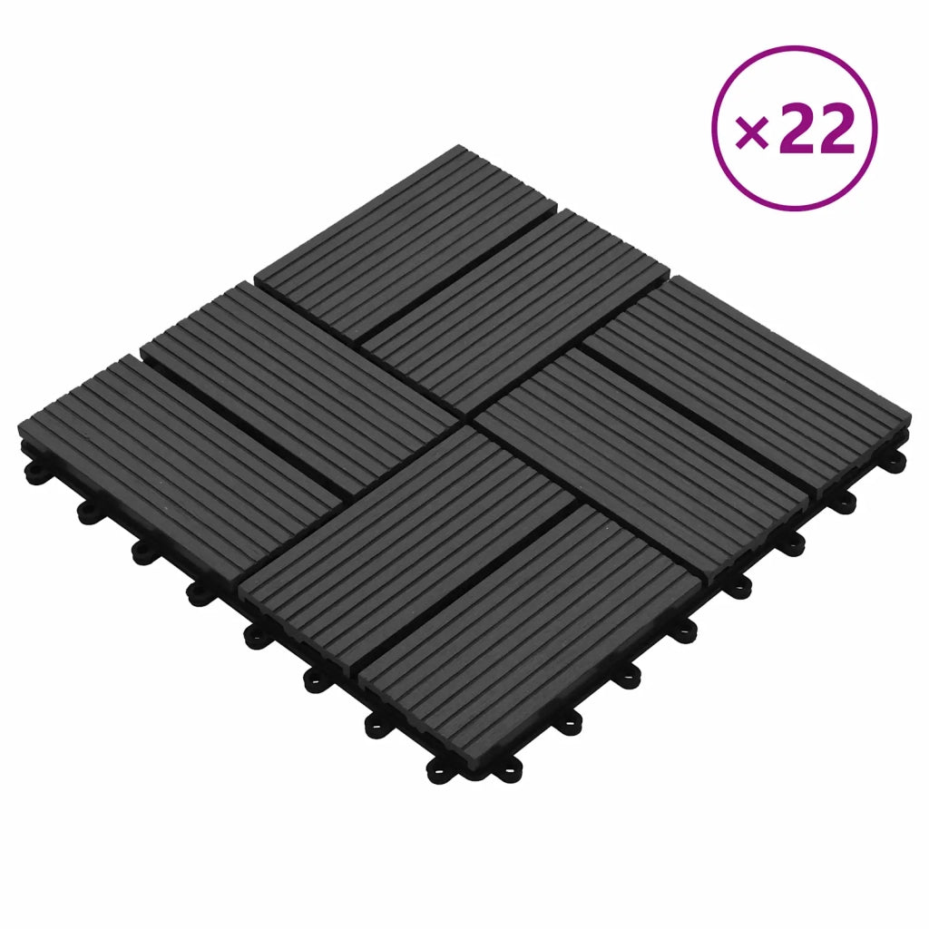 Piastrella per Decking 22 pcs Nero 30 x 30 cm WPC 3444839