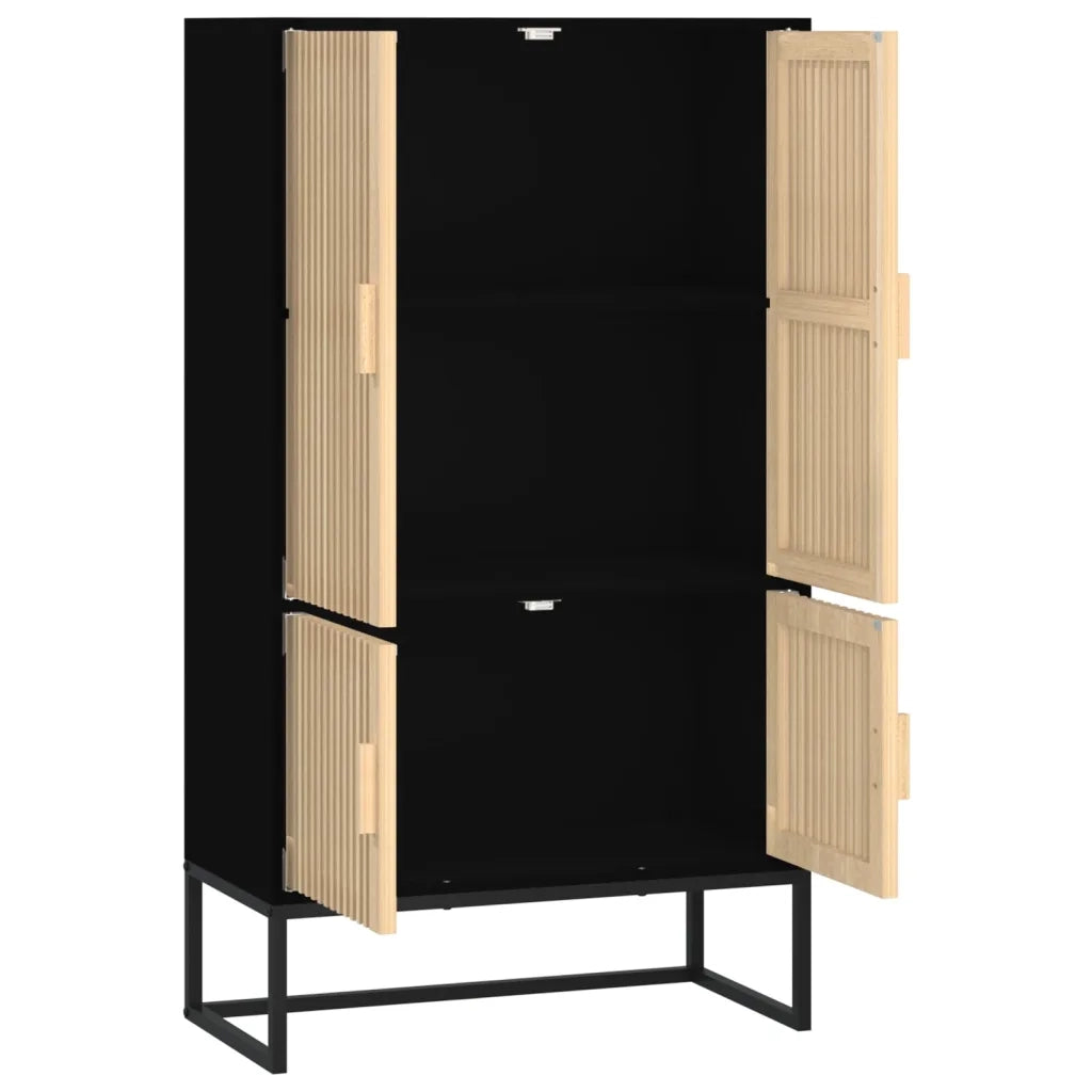 Credenza Nera 70x35x125 cm in Legno Multistrato 352140
