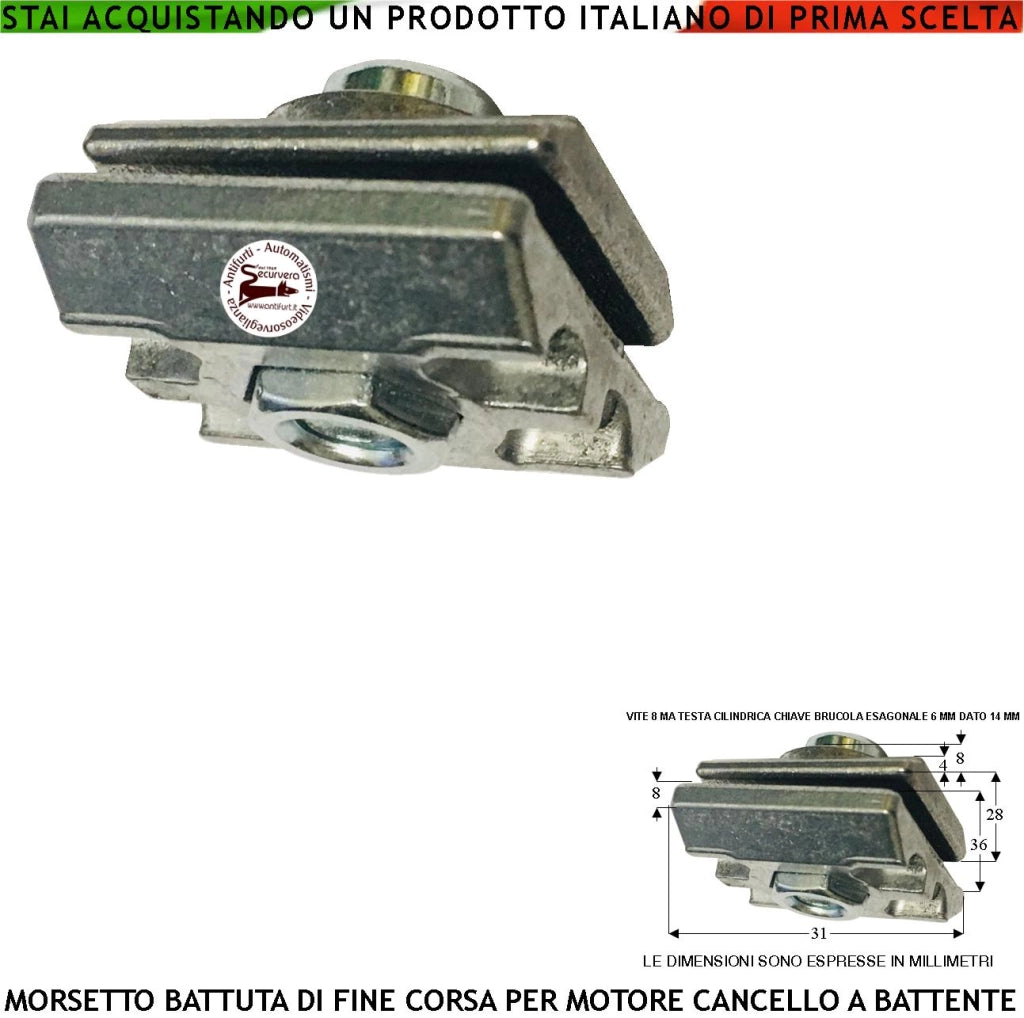 Morsetto Fine Corsa Meccanico per Motore del Cancello a Battente Inserito Nella Guida Dello Stelo Anteriore Stretto Attenzione Non Sostituisce La Battuta Fissa a Terra Prevista Dalla Normativa