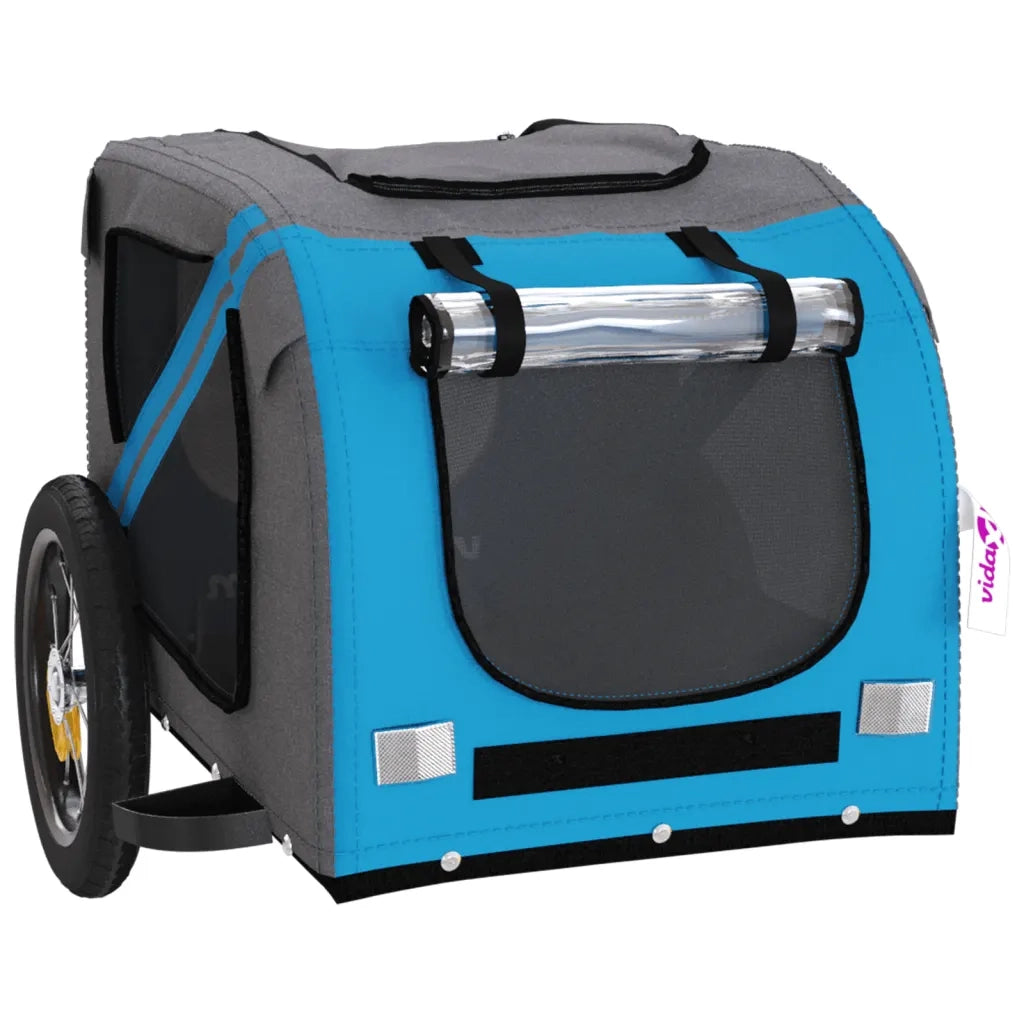 Rimorchio da Bici per Animali Blu e Grigio Oxford e Ferro 93869