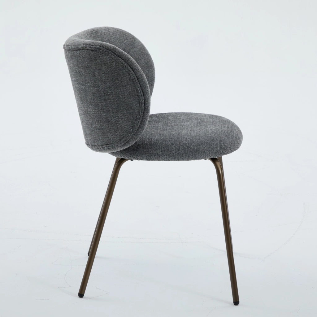 Sedie da pranzo contemporanee in ciniglia, comodo schienale curvo con morbida imbottitura, gambe in metallo color bronzo ¨C Arreda la tua cucina con co
