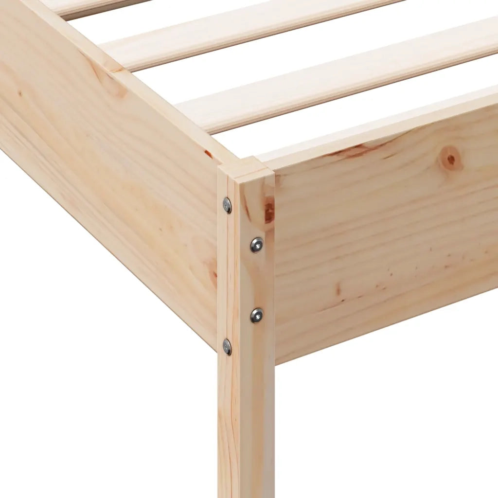 Letto singolo | Letto per adulti | Giroletto senza Materasso 75x190 cm in Legno Massello di Pino