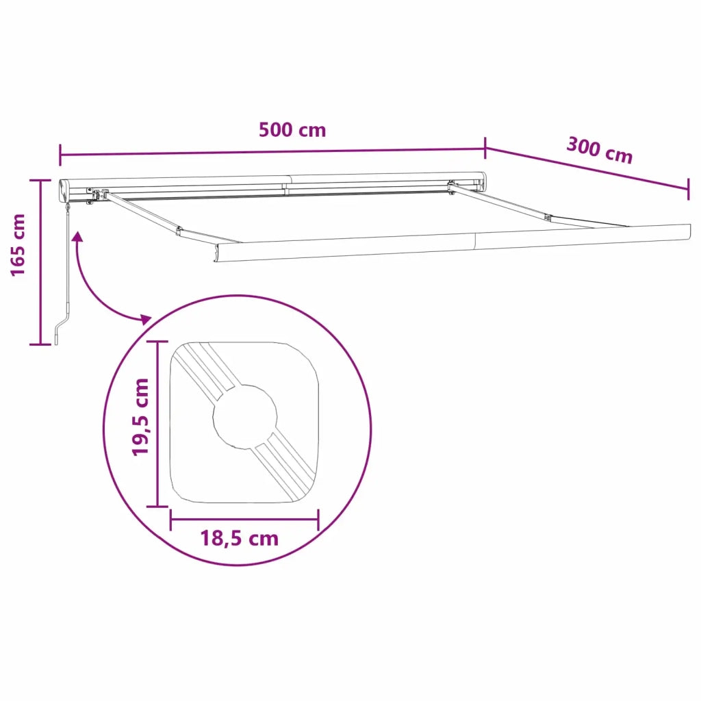 Tenda retrattile Tortora 500 × 300 cm Tela e Alluminio 3426383