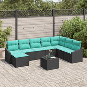 Set di divani con cuscino 9 pcs Nero polyrattan 3346856