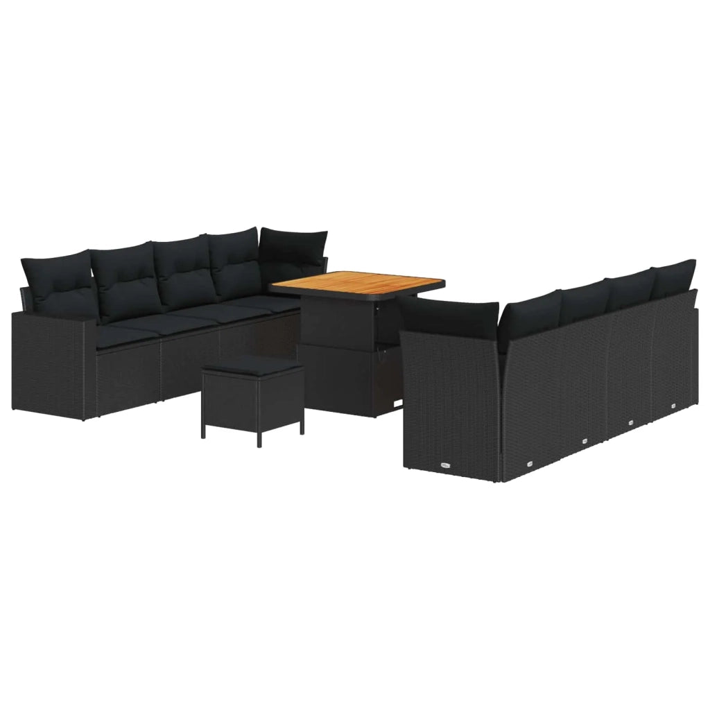 Set Divano da Giardino 11 pcs Nero polyrattan 3361584